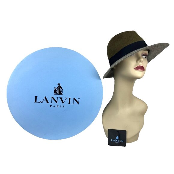 Us 7 2015 Lanvin Womens Bi-color Fedora Fedora Hat With Box main image 4